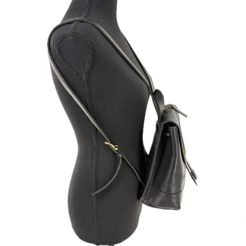 COACH Black Leather Turnlock Drawstring Daypack Backpack Style 9960 Vintage 90s - Picture 7 of 17